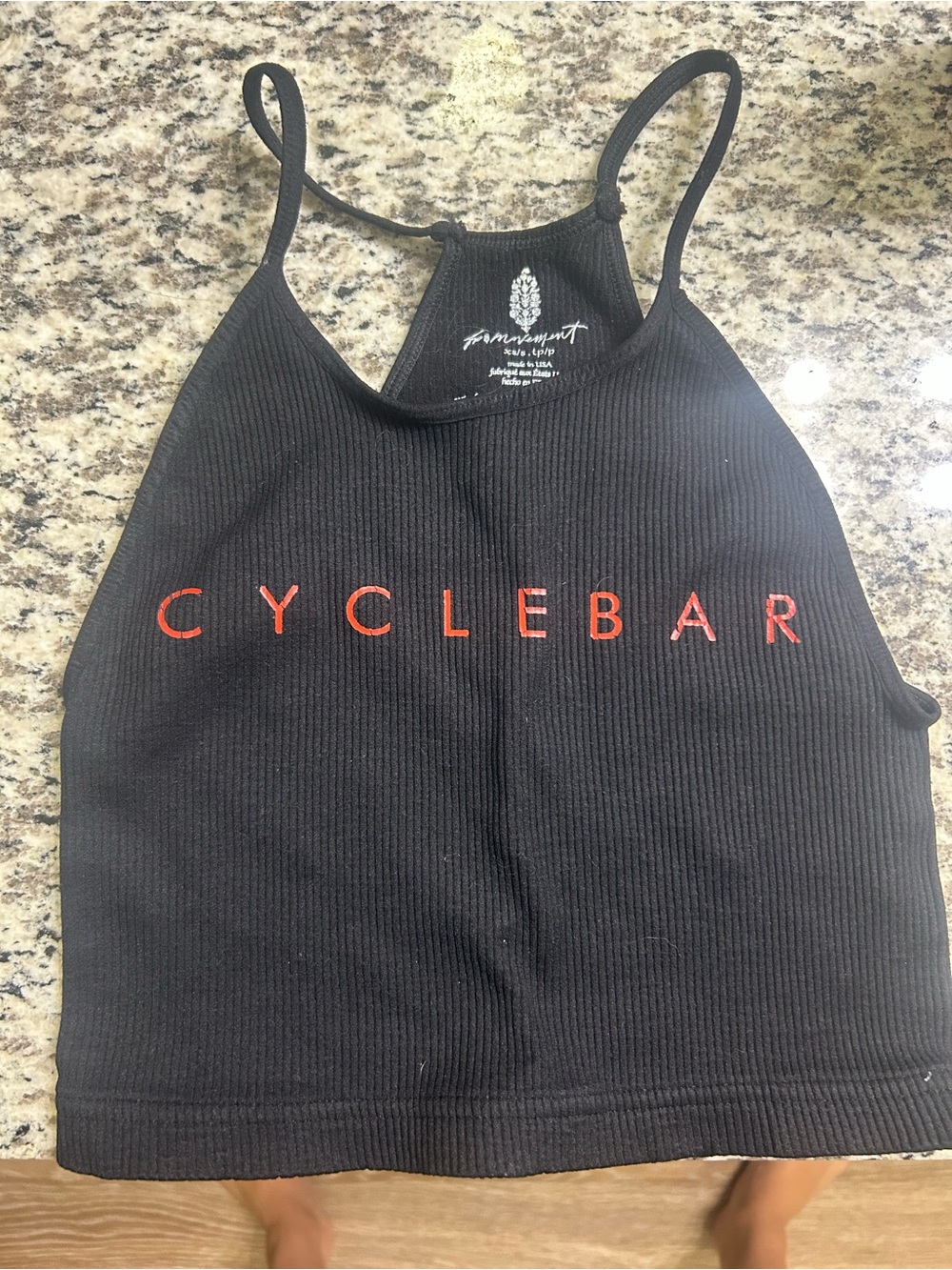CycleBar Black Ribbed Crop Tank